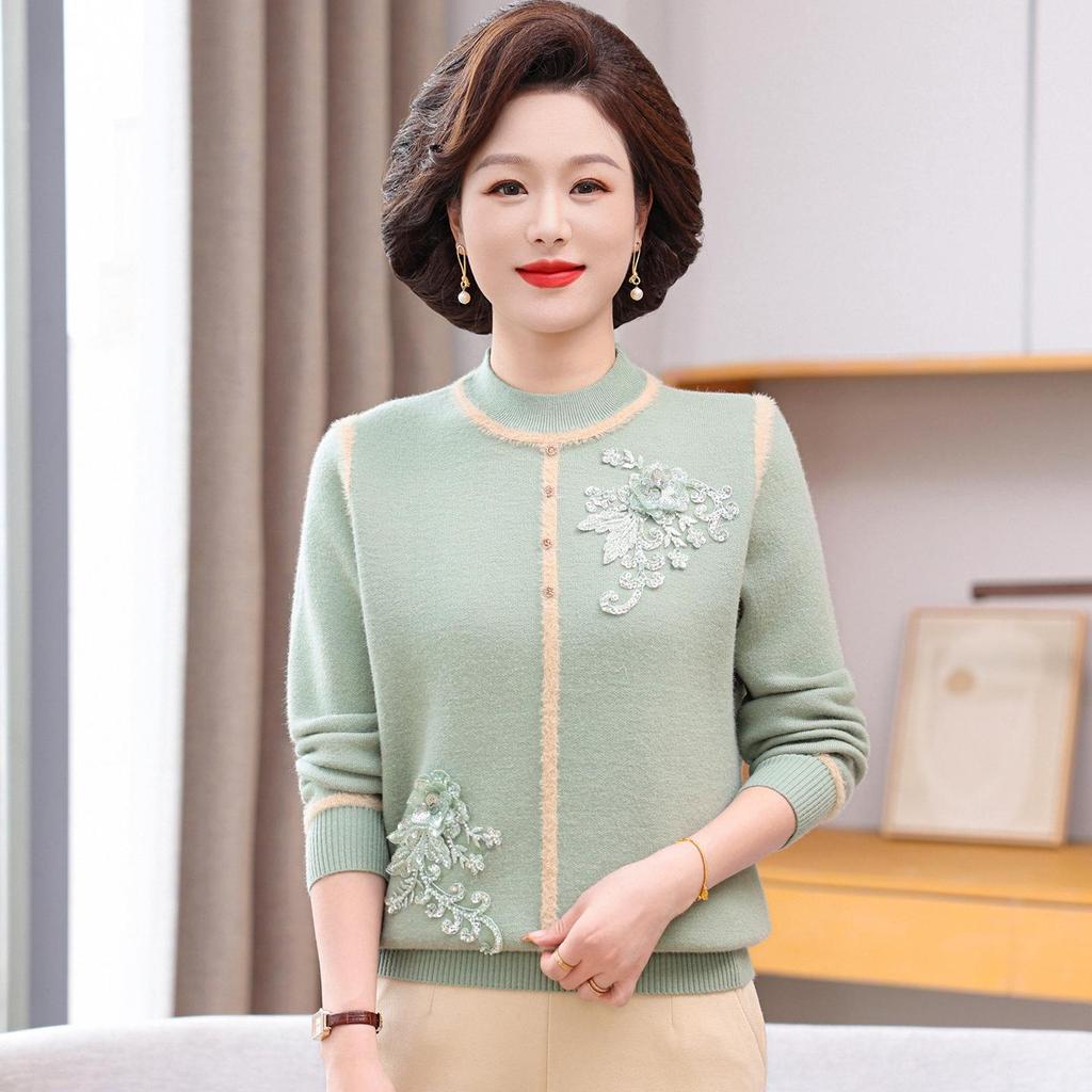 New Fashion Winter Knitwear for Moms - Stylish Plus Velvet Sweater for Middle-Aged and Elderly Women
