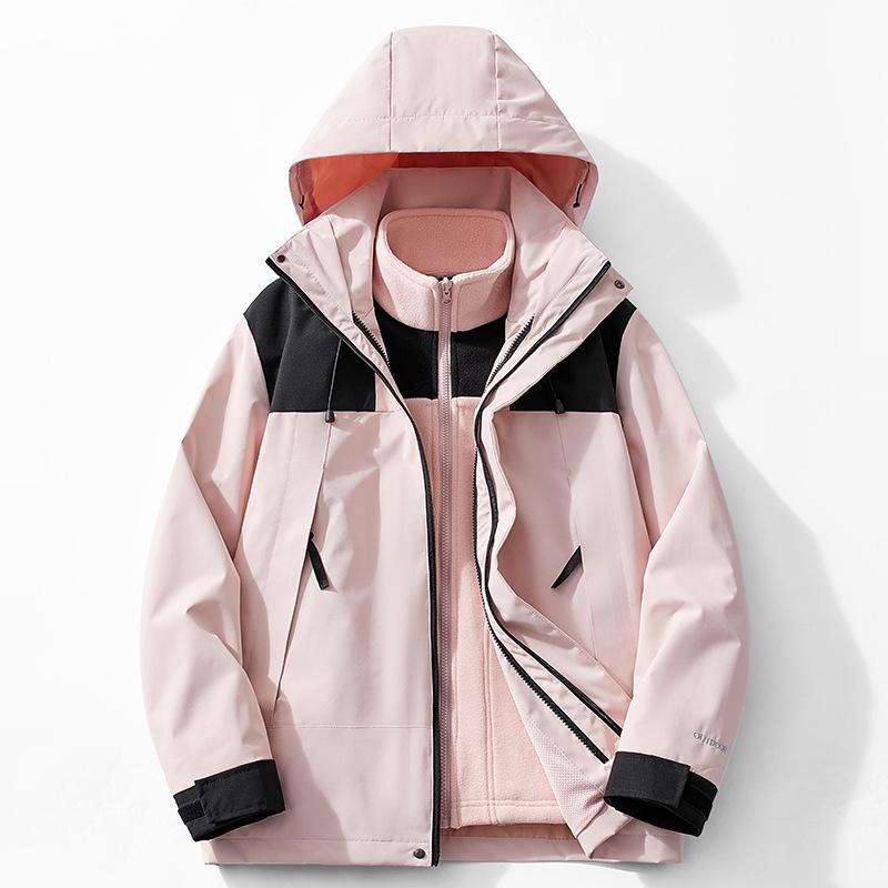 Women's Windproof Waterproof 3-in-1 Fleece-Lined Mountaineering Suit, Thickened Warm Two-Piece Set