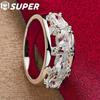 925 Sterling Silver Four Round AAA Zircon Ring Jewelry