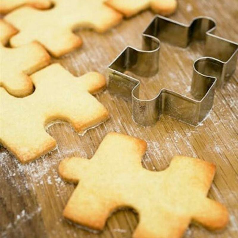 4pcs Puzzle Shape Biscuit Mold Mold Cake Biscuit DIY Tool Stainless Steel  Baking Mold