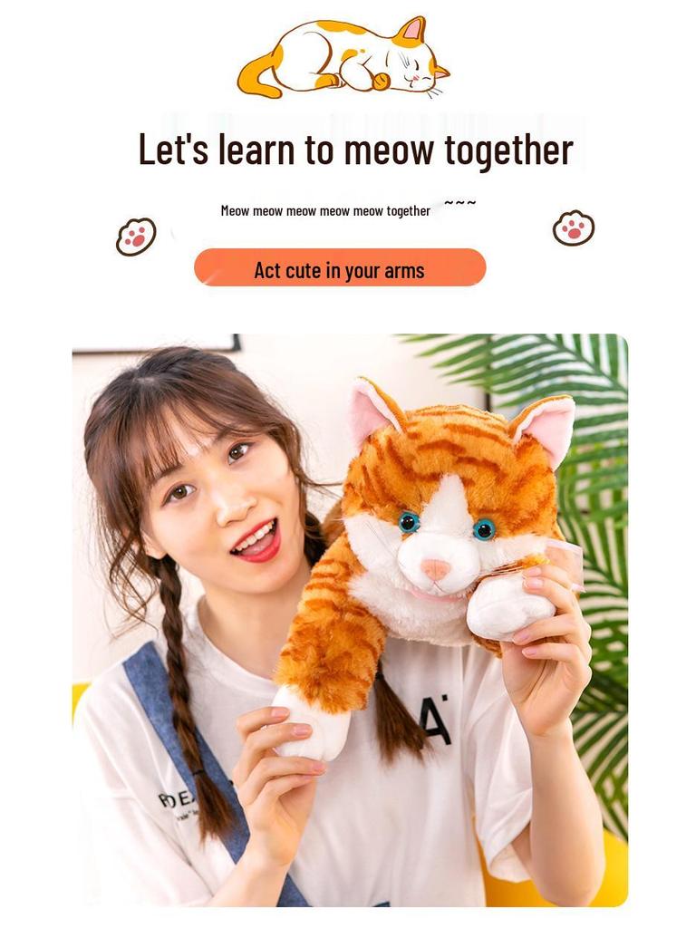 Süßes Grenzüberschreitendes Miauendes Kätzchen Kissen: Realistisches Plüschkatzenspielzeug