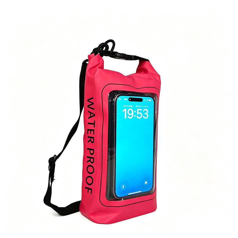 Large Capacity Waterproof Crossbody Bag for Outdoor Swimming & Rafting, Touchscreen Compatible 2L розы красного