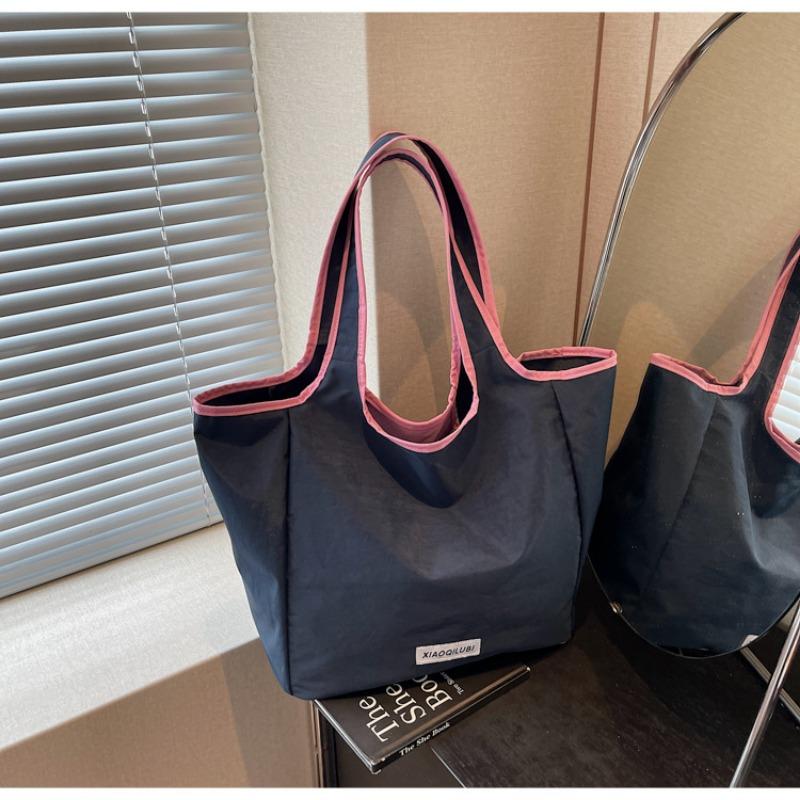 Dopamine Contrasting Color Large-capacity Tote Bag Summer New Simple Temperament Lazy Wind Shoulder Bag