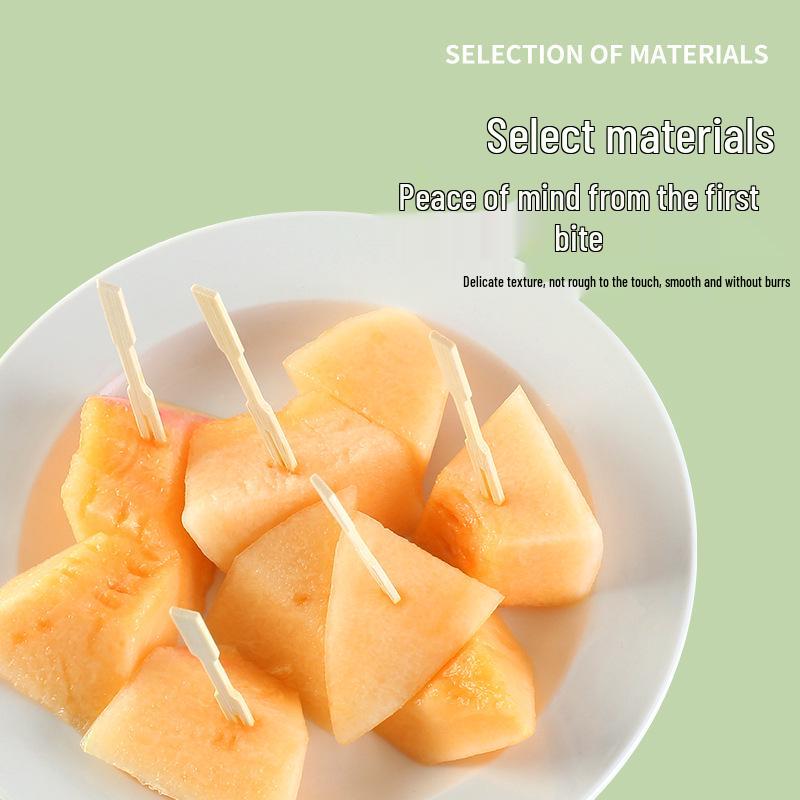 Disposable I-Shaped Two-Pronged Bamboo Knot Fruit Fork Skewer for Snacks and Cakes