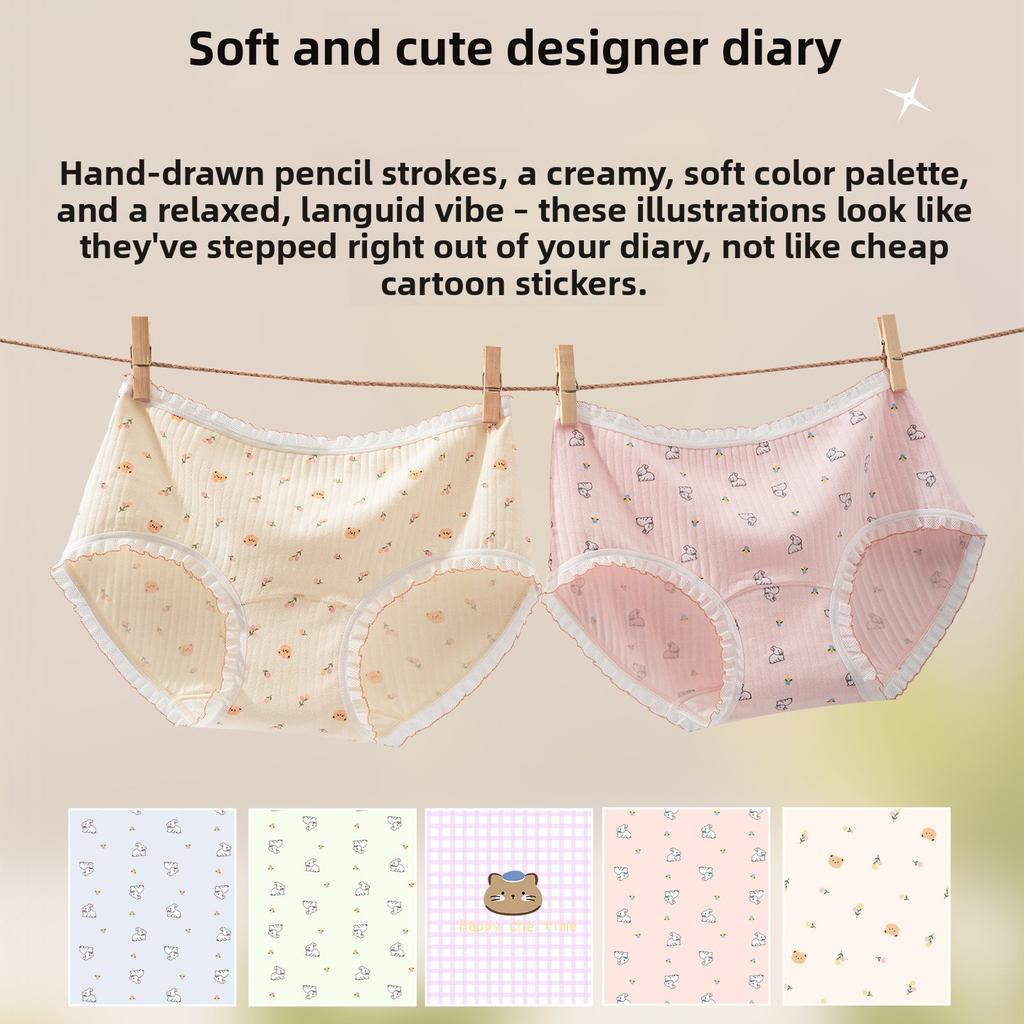 Women's New Spring and Summer Sweet Printed Cotton 10A Antibacterial Crotch Triangle Briefs
