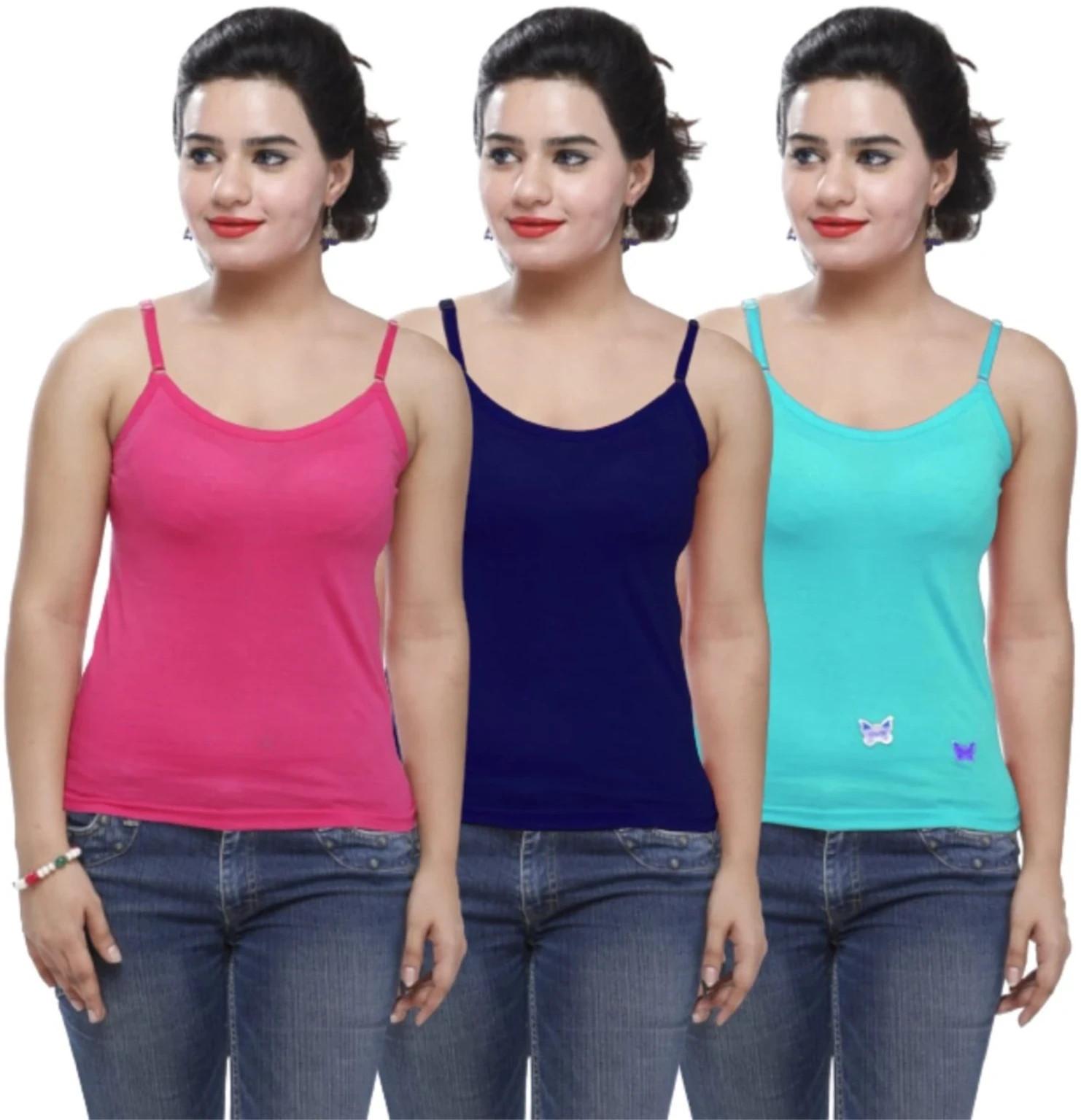 Women Cotton Plain Tank Top Summer Sleeveless Camisole with Adjustable Straps S разноцветный