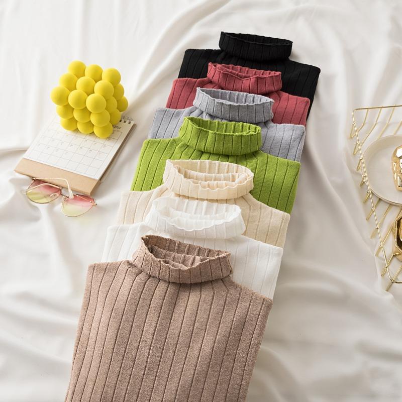 Autumn Women's Sweaters Solid Slim Fit Long Sleeve Casual Base Pullovers Sweater Women Elegant Half High Collar Casual Ladies Winter Jumpers 25485