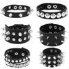 6 Stück Lederarmband mit Metallnieten Goth-Manschette Gothic für