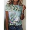 3D Printed Insect Flower Pattern Summer Fashion Women's T-shirt Breathable and Trendy Versatile