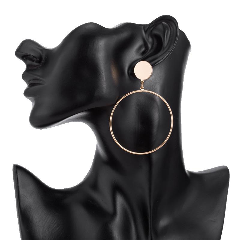 Womens Alloy Stylish Hoop Earrings Modern Geometric Shape Accessory Statement