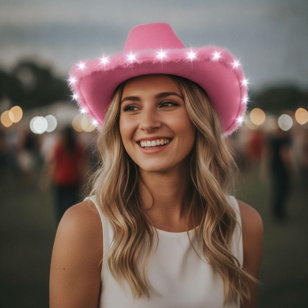 Mit LED-Licht LED-Cowboyhut Unifarbene Kostümhut Westliche Veranstaltungen Themenveranstaltungen Konzerte