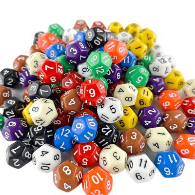 Multi-sided Dice 177mm TRPG DND Digital Dice Game Collection 12 Sided 10 Pieces for Board Games