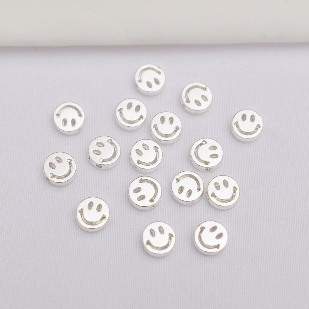 50pcs Color Retention 14K Gold Smiley Face Round Bead Diy Hand Necklace Spacer Loose Bead Bracelet Jewelry Accessories Beaded Accessories