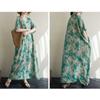 Women's Thin Cotton and Linen Loose Beach Skirt Retro Long Robe