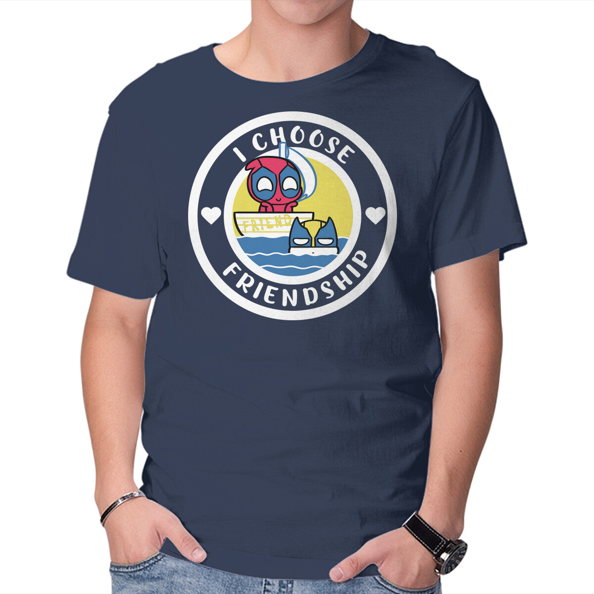 Unisex Crew Neck T-Shirt I Choose Friendship Graphic Short Sleeve Casual Tee L