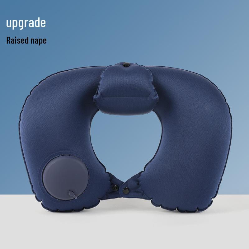Pressing Inflatable U-Shaped Travel Pillow: Portable Airplane Headrest & Nap Neck Support