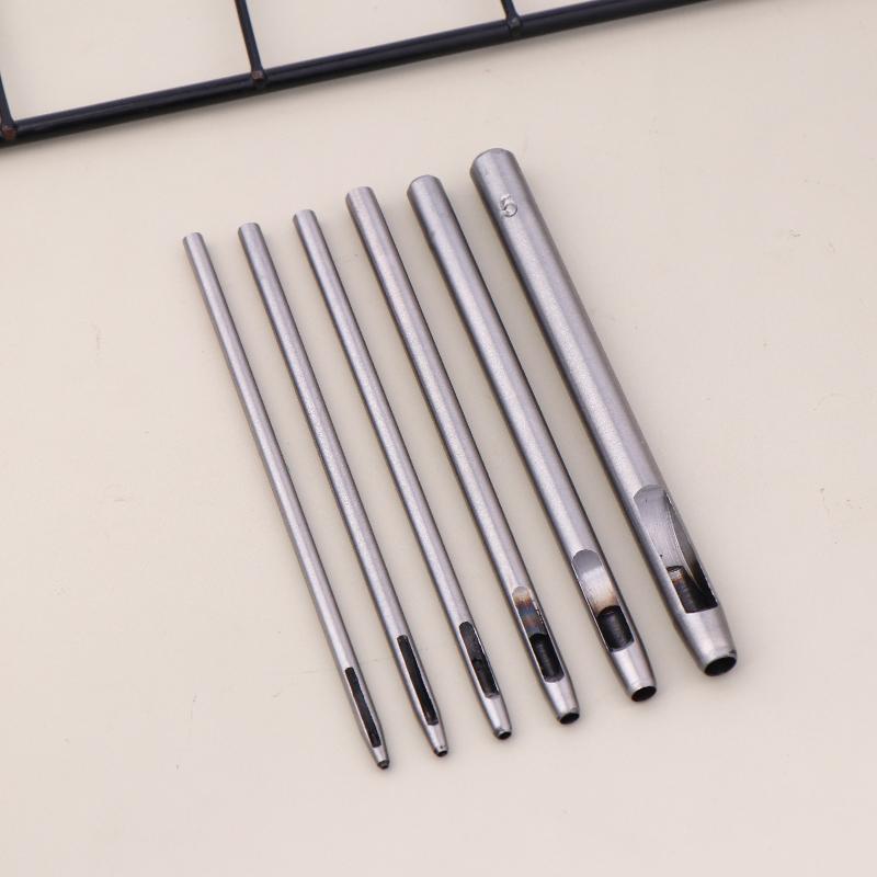 6 Pcs Kit Hollow Punch Set Round Hole Punch Tool Steel Leather Craft Working For Watch Band,Fabric,Plastics,Gasket Belt