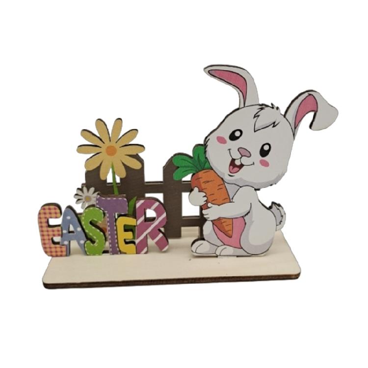 Artistic Wood Spring Rabbit Figure Rabbit Figurine For Enthusiasts Of All Ages And Space Spring Themed Sculpture