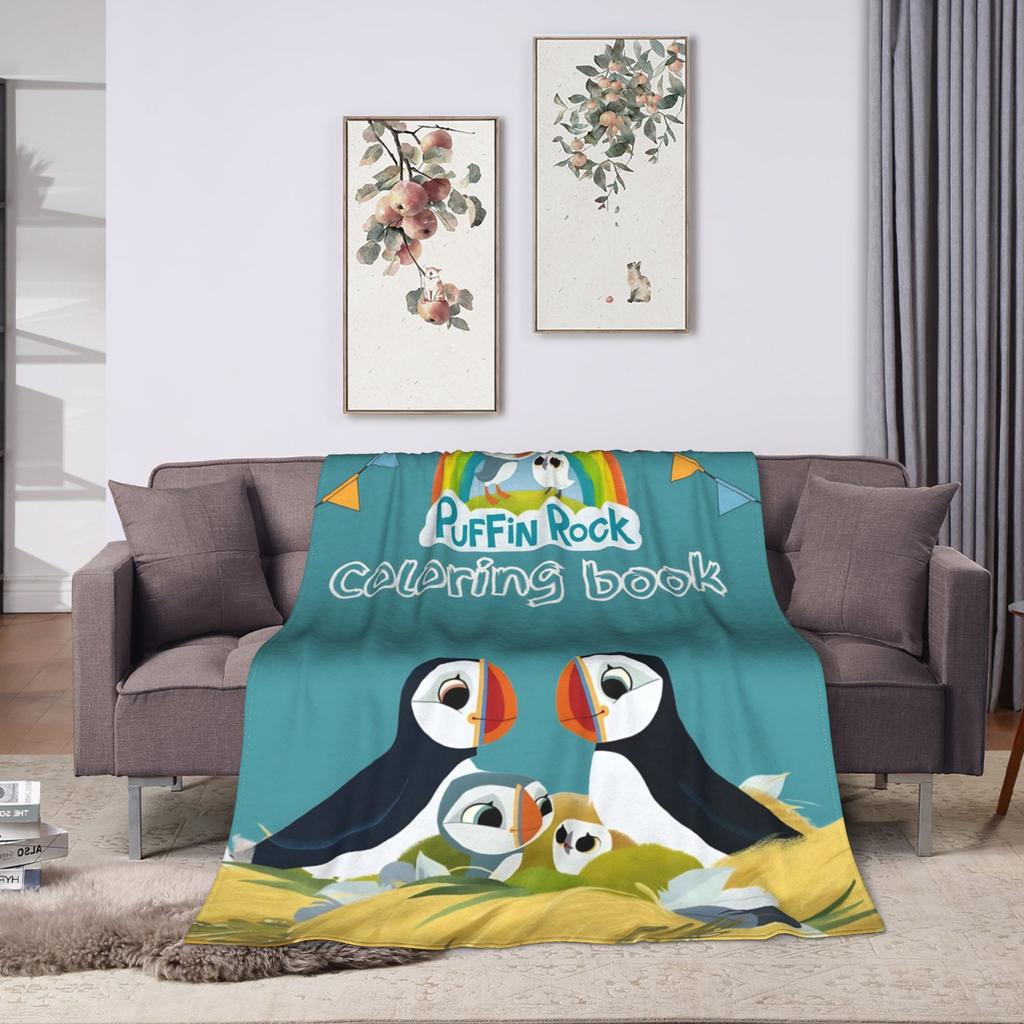 Puffin Rock Oona Baba   Flanelová deka Měkká odolná přehozová deka na pohovku postel cestování Nadýchaná přikrývka Potah na pohovku postel