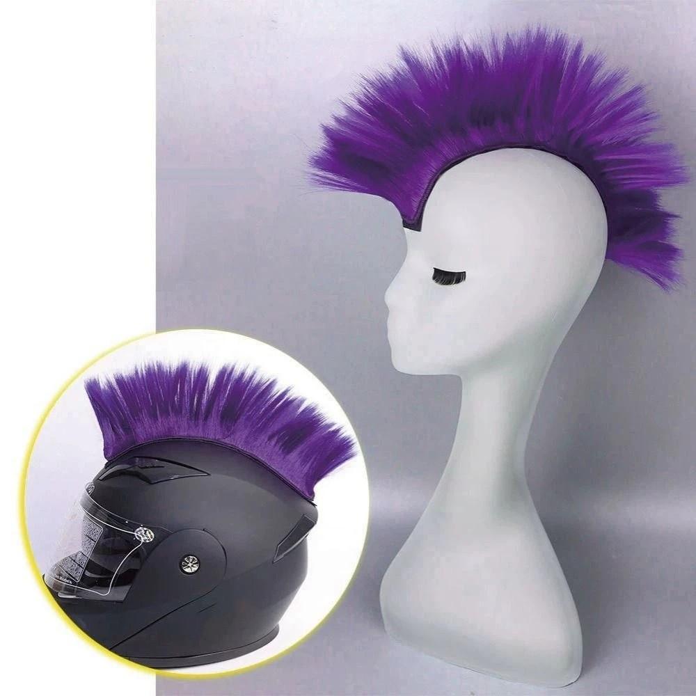 Reusable Mohawk Synthetic Wigs Adhesive Helmet Mohawk Wig Decorative Helmet Decorations  Ski Helmet