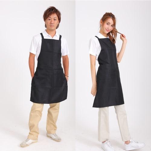 Simple, Solid Color Apron with Cross Back, Water-repellent, Non-iron, and Wrinkle-resistant, Unisex (black)