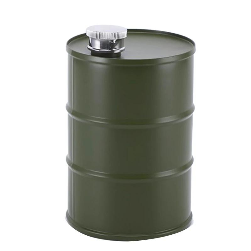 750ml New Creative Barrel Shape Whiskey Flask Oil Drum Stainless Steel Wine Beer Barrel Outdoors Alcohol PotLeak-proof Container