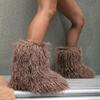 Winter Snow Boots Furry Shoes Women Fluffy Warm Faux Wool Boots Woman Teddy Fur Snow Boots Fashion Plush Short Boots Ladies