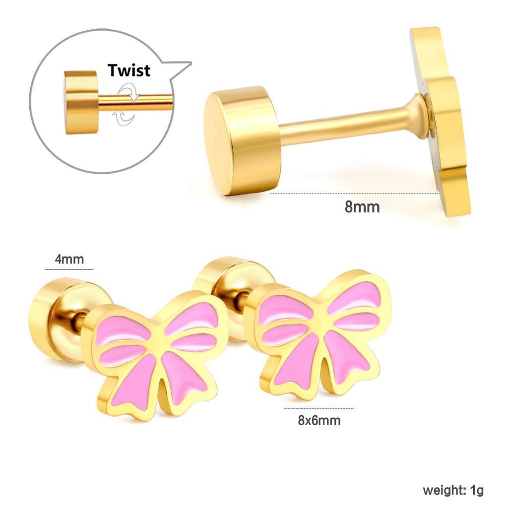 2026 Screw Stud Earrings, European and American Ins Sweet and Cute Bow Rainbow Earrings Earrings for Women