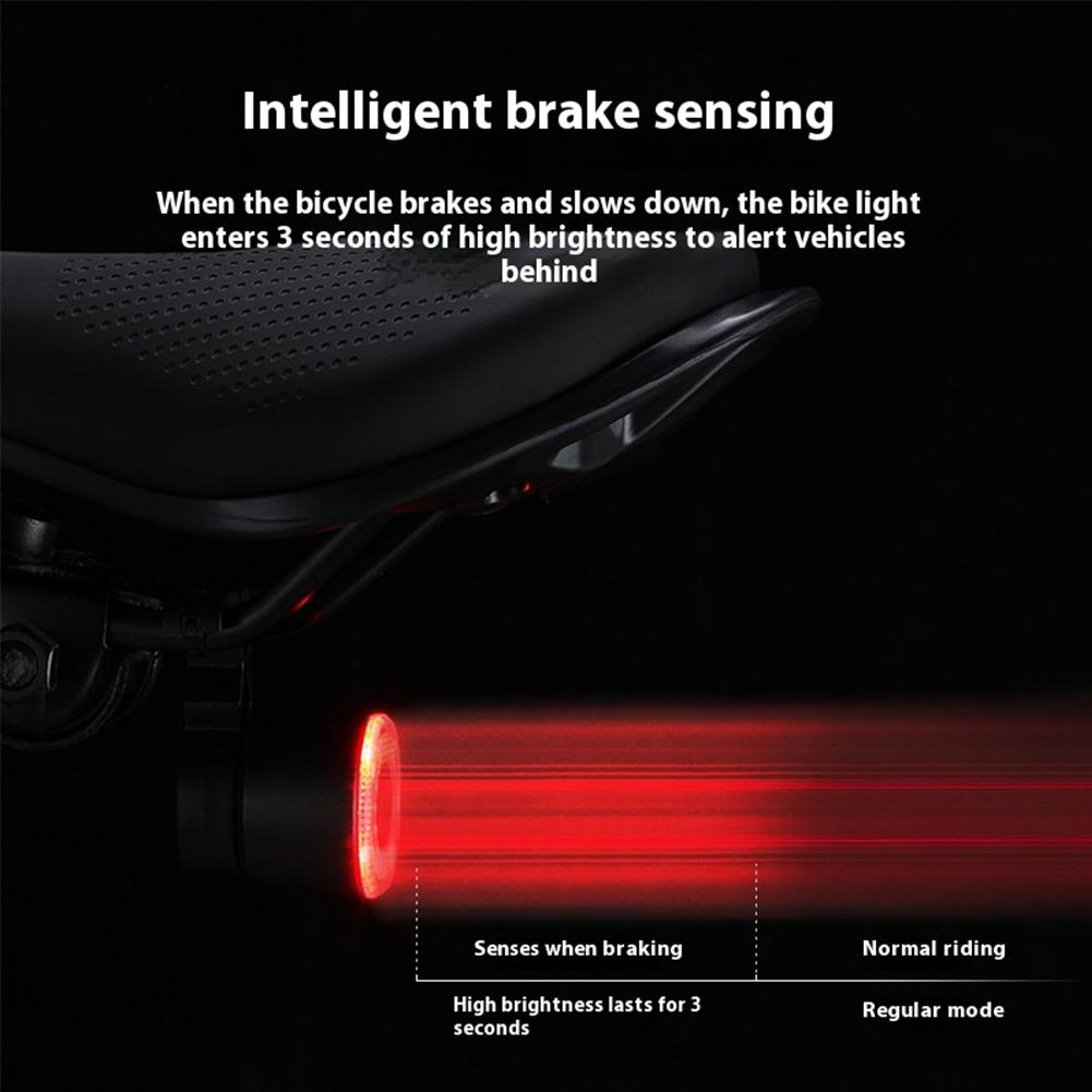 COB Cycling Tail Lamp Type-C Charging Auto Brake Sensing Light 4 Modes Cycling Warning Flashlight Bicycle Accessories Lights