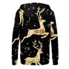 Women's Fashion Casual Christmas Print Long Sleeve Sweatshirt Pocket Jacket Zipper Hoodie Coat