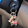 Keychain Pendant 3D Cartoon Poodle Dog Design Sparkling Rhinestones Inlaid Key Chain with Lobster Clasp Key Ring Bags Accessories