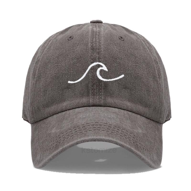 Men'S Baseball Cap Women'S Washed Cotton Waves Embroidery Embroidery Dad Hat Sport Golf Caps For Man Sun Hats Dropshipping