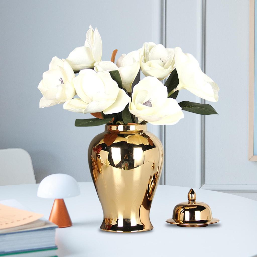 Ceramic Ginger Jar Canister Container Vase with Lid for Room Farmhouse Table 40x22cm