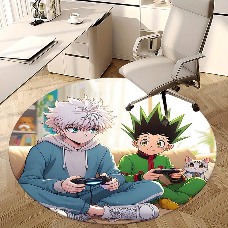 1pc Anime Cartoon Design Round Carpet  Office Chair Mat, NonSlip Rug for Home Decor, Living Room