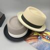 New Straw Hat Men's and Women's Jazz Hat British Sunshade Travel Holiday Fashion Top Hat Trendy Hat Ring Hat