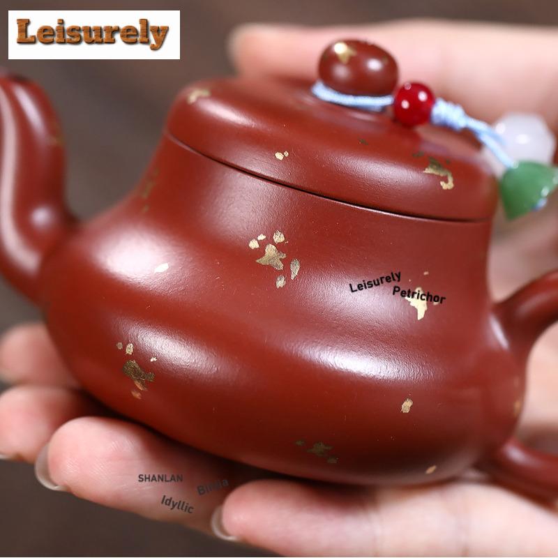 81ml Luxury Yixing Purple Clay Teapots Handmade Sprinkle Gold Pot Raw Ore Dahongpao Mud Kettle Chinese Zisha Tea Set Drinkware