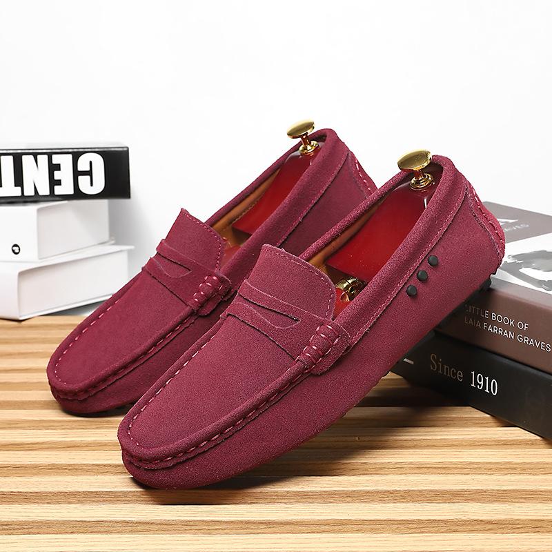 Popular Doudou shoes men's one-pedal men's casual leather shoes soft-soled suede lightweight driving shoes large size 48