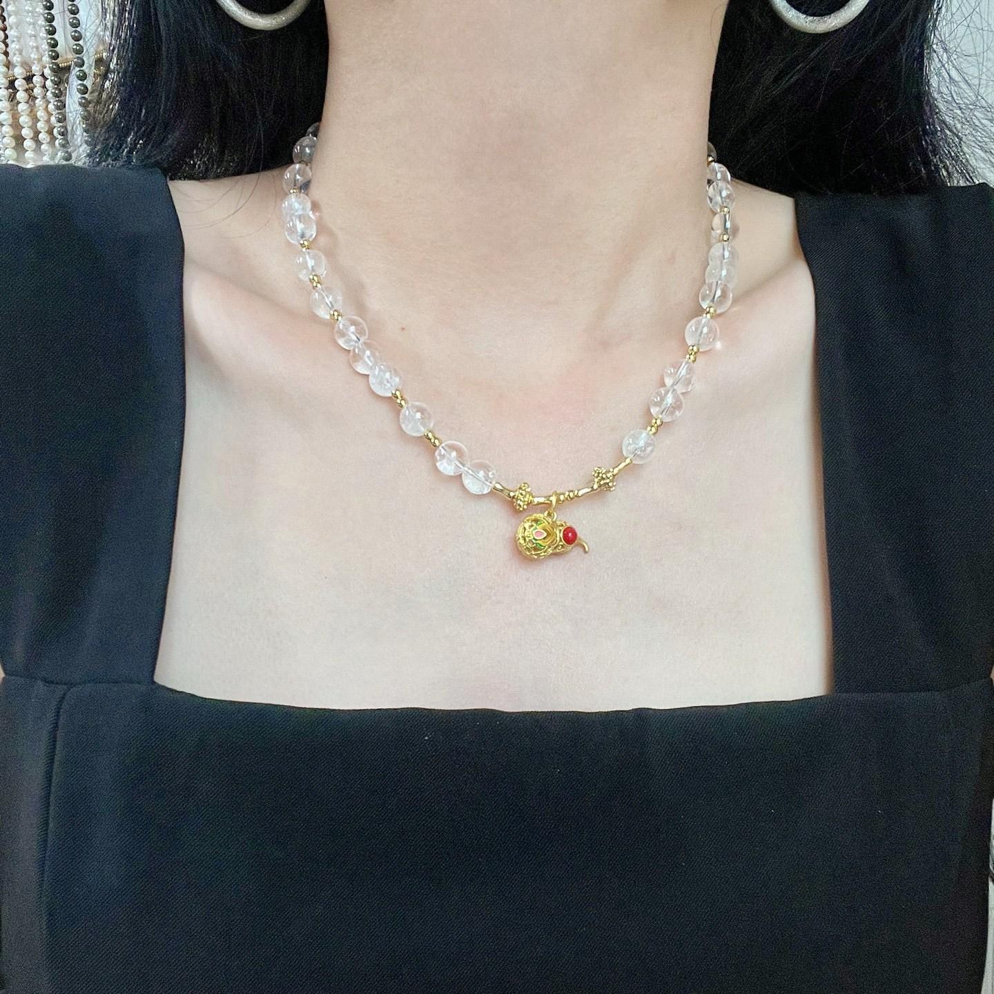

10Mm Natural White Crystal Design Necklace Clavicle Chain