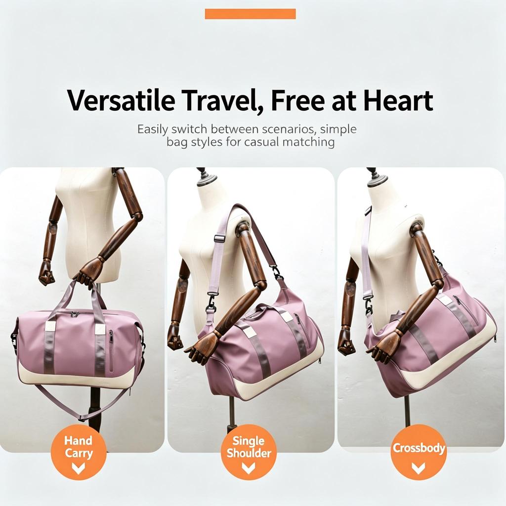 Color Block Waterproof Duffle Bag, With Independent Shoe Compartment Portable Gym Bag For Sports Fitness Short Travel Weekend Trip
