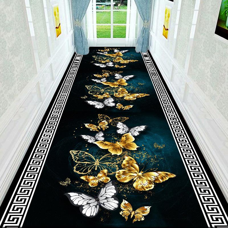 European Luxury Hall Corridor Carpet Non-slip Washable Runner Stairway Rug Outdoors Aisle The Long Corridor Mat Customizable