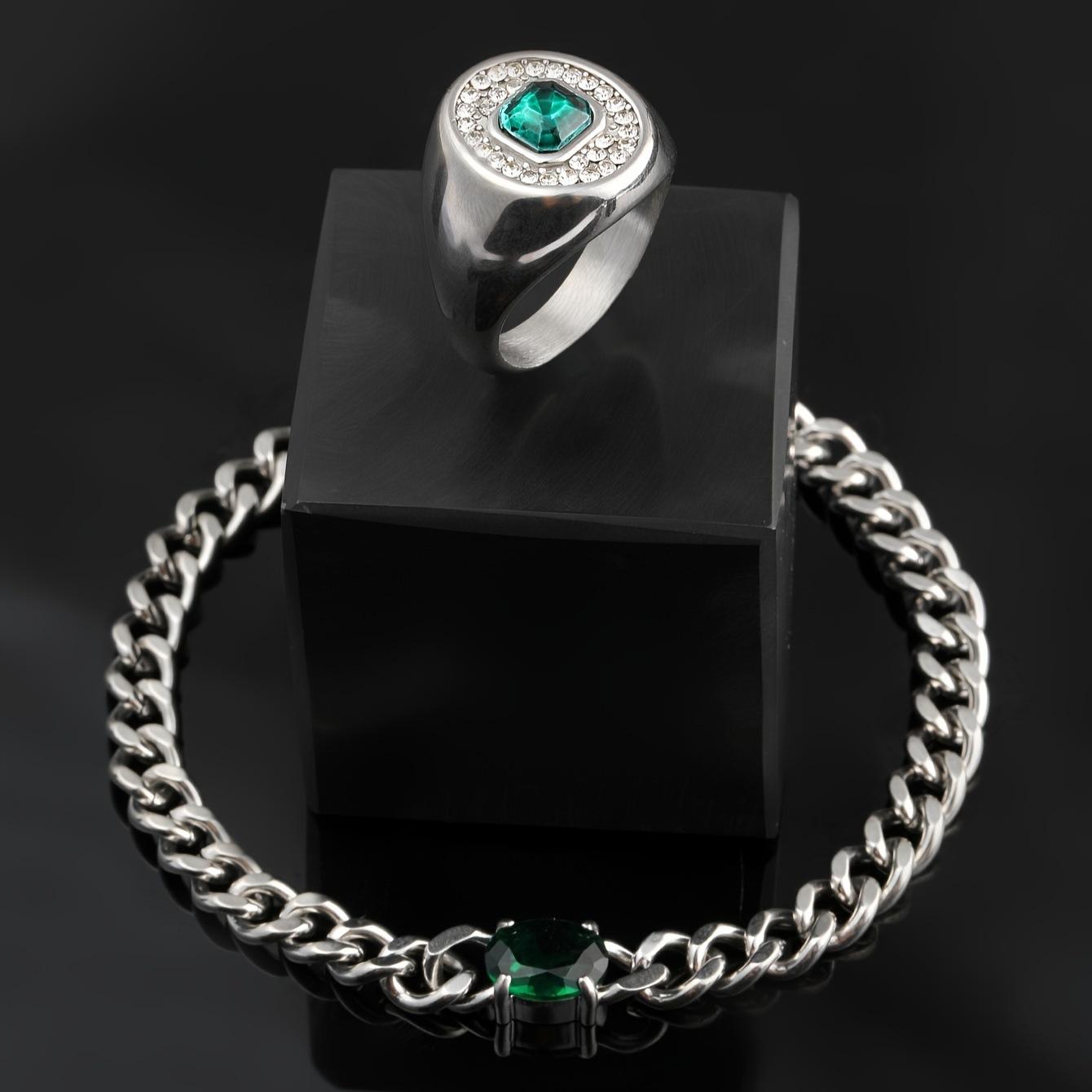 

Stainless Steel Bracelet Casting Geometric Diamond Ring Light Luxury Palace Style Titanium Steel Jewelry Factory Direct Sales 8No.