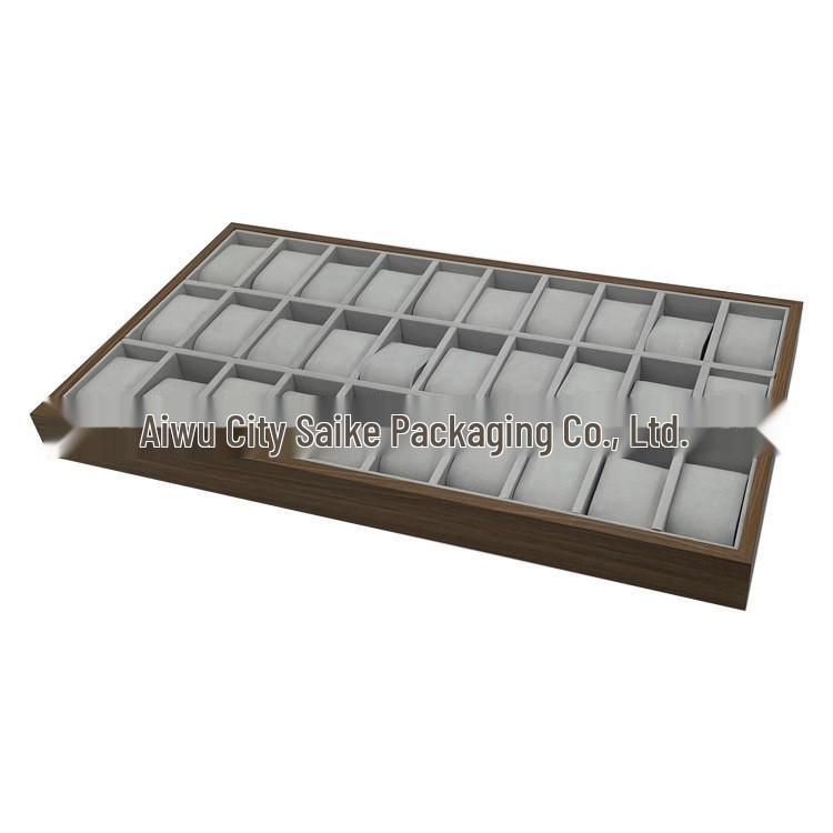 Walnut Wood Grain 30-Slot Watch Display Tray