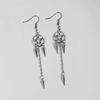 Gothic Punk Silver Color Hollow Out Pentagram Spike Tassel Chain Long Dangle Earrings for Women Halloween Witch Pagan Jewelry