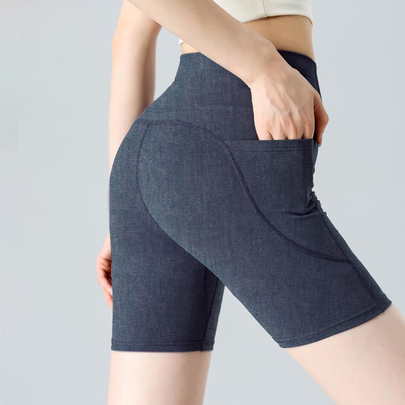 

Women s High-Waist Butt-Lifting Sports Shorts with Pockets for Outdoor Training and Yoga XL