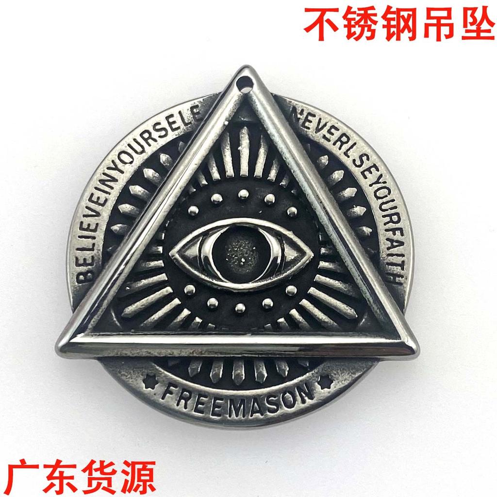 Vintage Jewelry Triangular Devil'S Eye Stainless Steel Pendant, Titanium Steel Round Brand Trend Necklace Sweater Chain