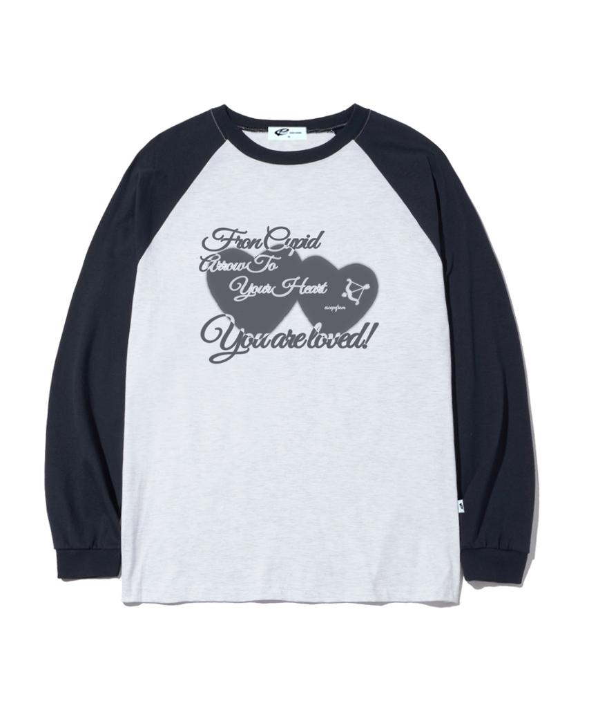 ESCAPEFROM Blur Heart Text Print Long Sleeve Navy