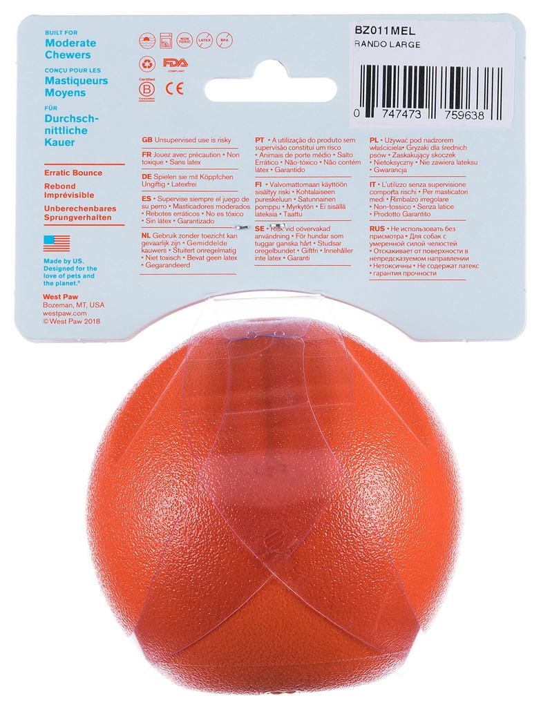 West Paw Zogoflex Echo Randa Hundespielzeug, Hundeball, Orange, Groß