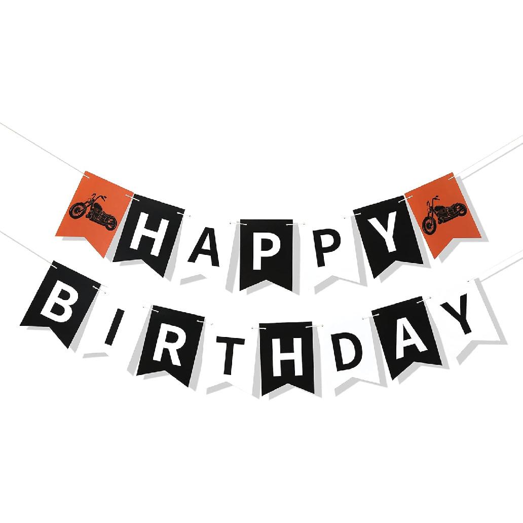 Motorcycle Birthday Banner - Harley pired Birthday Banner, Harley Party Decor, Motorcycle Party Decor