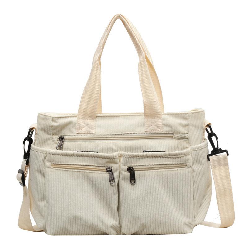 

Korean Simple Women s Crossbody Bag Large Capacity Handbags Multiple Pockets Corduroy Shoulder Bag For Women бежевый