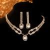 Elegant Rhinestone Cross Necklace Set: Luxury Bridal Jewelry Trio for European and American Wedding Dresses